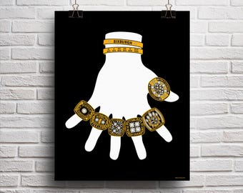 Pittsburgh Steelers Memorabilia, 16x20 Super Bowl Ring Dynasty Poster Print, Championship Collection Rings Wall Art Football Gift, NFL Decor