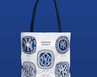 New York Yankees Baseball Tote Bag - Championship Design - MLB Gift - Stadium Bag - Grocery Pool Mom - NY Sports Memorabilia - Pinstripes