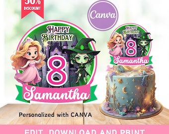 Wicked Cake Topper, wicked Birthday Topper, witch cake topper, enchanted cake topper, Magical Birthday topper, cake topper, printable topper