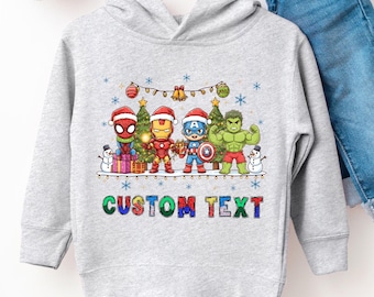 Custom Name Super Hero Christmas Sweatshirt | Super Hero Hoodie | Custom Super Hero Christmas Sweatshirt | Gift for Christmas Birthday Party