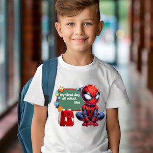 Personalized Back to School Spiderman Shirt, First Day Of School Shirt, Kindergarten Kids Shirt, Welcome Back to School, Custom Name Tee