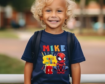 Custom Back to School Spider Shirt, First Day Of School Shirt, Preschool Kids Shirt, Hello Second Grade Shirt, Super Hero School Shirt