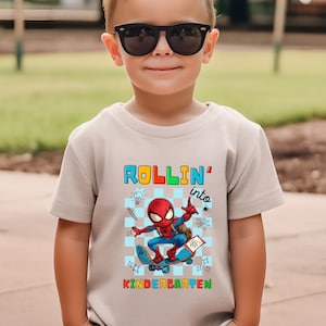 Rolling Into Kindergarten Spiderman Shirt, Kindergarten Kids Shirt, My First Day at School, First Day Of School Tee, Welcome Back to School