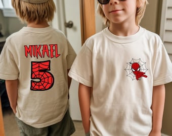 Custom Two Sided Spider Birthday Shirt | Spider Family Birthday Party Shirt | Birthday Spiderman Tee | Birthday Boy/Girl Shirt
