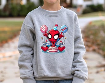 Personalized Family Spider Birthday Kids Sweatshirt, Spider Family Matching Hoodie, Birthday Name Spiderman, Youth Toddler Hoodie/Sweatshirt