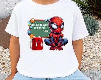 Personalized Back to School Spiderman Shirt | First Day Of School T-shirt | Custom Kindergarten Tee