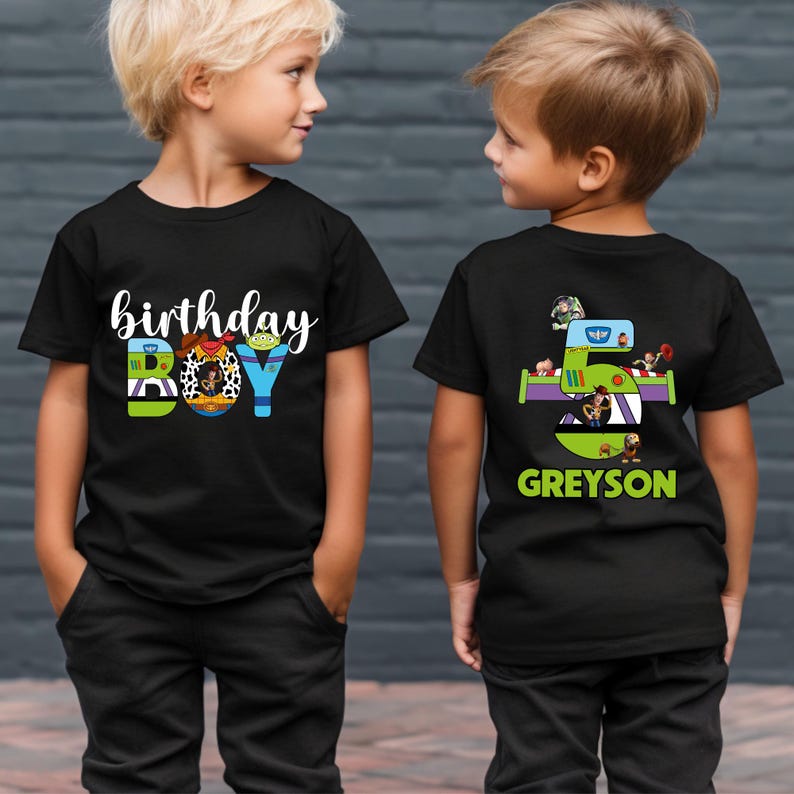 Custom Toy Story Birthday Shirt | Family Matching T-shirts | Buzz Lighter Birthday Tee Schwarz
