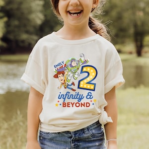 Custom Name Buzz Two Infinity And Beyond Birthday T-Shirt, Toy Story Theme Party, Buzz Lightyear Personalized T-Shirt, 2nd Birthday T-Shirts