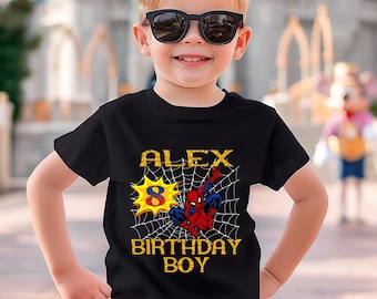 Personalized Spider Birthday Shirt, Spider Family Matching Shirts, Funny Birthday Age Shirt, Birthday Custom Name Spiderman Shirt