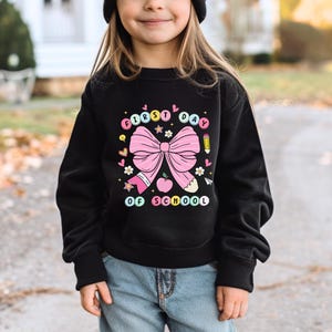First Day of School Sweatshirt Girl, Back to School Shirt with Bow Teacher Hoodie, Pink Bow School Student Sweatshirt, Kindergarten Hoodie