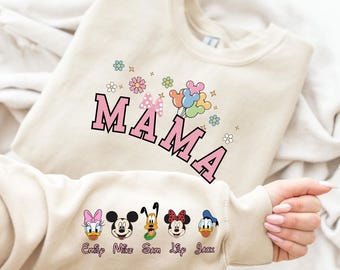 Mickey and Friends Mother's Day Special Sweatshirt with Kids' Names on the Sleeve