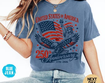 Camiseta Comfort Colors® USA 250 Aniversario 1776-2026 / Camiseta Águila Patriótica / Camiseta Bandera Americana