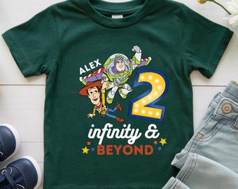 Custom Buzz Two Infinity And Beyond Birthday T-Shirt |  Toy Story Party | Personalized 2nd Birthday