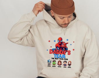 Personalized Daddy's Team Superhero Hoodie, Father's Day Gift