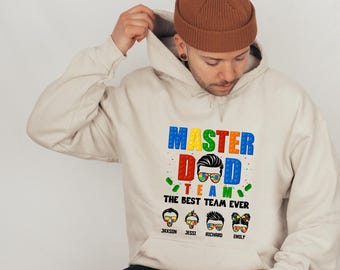 Custom Master Dad Team Hoodie, Dad and Kids Matching Sweatshirt, Father's Day Gift, Personalized Dad Shirt with Master Builder Dad Hoodie