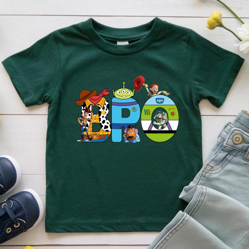 Custom Toy Story Birthday Shirt | Family Matching T-shirts | Buzz Lighter Birthday Tee Forest Green