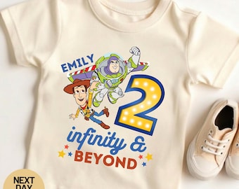 Buzz Two Infinity And Beyond Birthday T-Shirt | Toy Story Party | Custom Name 2nd Birthday