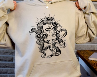 Medusa Snake Head Hoodie, Witchy Goddess, Greek Mythology