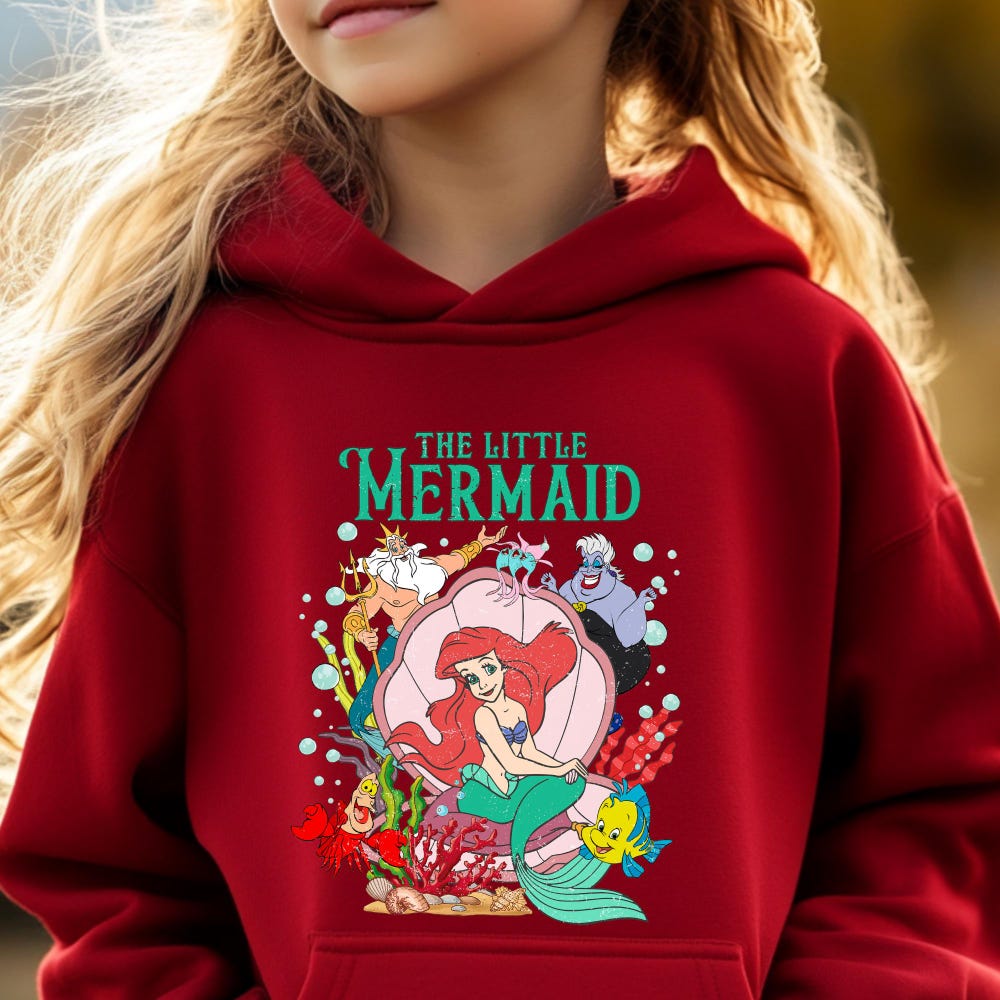 Vintage Little Mermaid Kids Hoodies, Little Mermaid Ariel Sweatshirt, Disney Princess Hoodie, Disney Sweatshirt, Disney Girl Squad Hoodie New Fashion