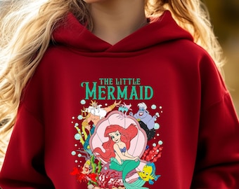 Vintage Little Mermaid Kids Hoodies | Ariel Princess Sweatshirt | Theme Park Trip Girl