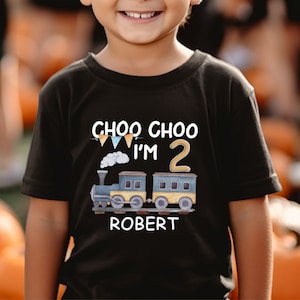 Custom Choo Choo I&#39;m Two Shirt, Train Birthday Shirt, Matching Family Mommy and Me Shirts, Train Lover Kids Shirt, Birthday Party Shirt
