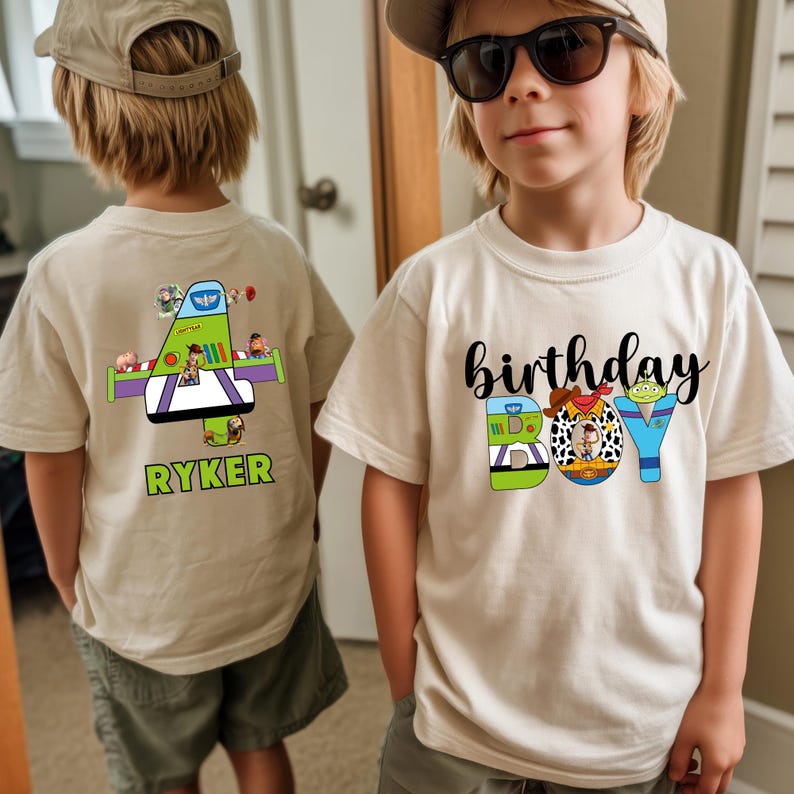Custom Toy Story Birthday Shirt | Family Matching T-shirts | Buzz Lighter Birthday Tee Sand