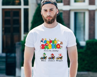 Personalized Super Daddio Shirt, Custom Kids Name Dad Shirt,  Funny Father&#39;s Day Daddio Shirt, Gamer Daddy Shirt, Super Dad Shirt