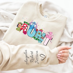 Custom Kids Name Aunt Sweatshirt | Mother's Day Gift Hoodie | Personalized Gift for Auntie image 1