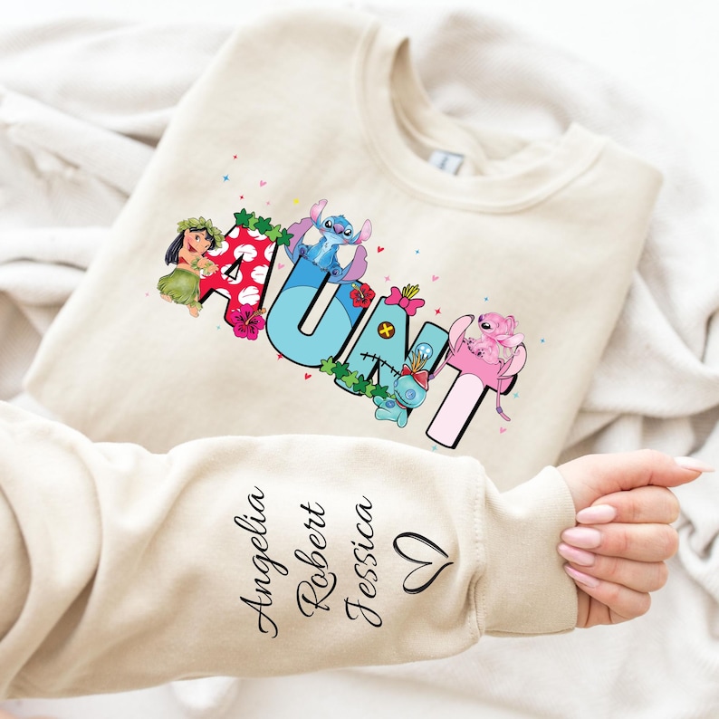 Custom Kids Name Aunt Sweatshirt | Mother's Day Gift Hoodie | Personalized Gift for Auntie image 1