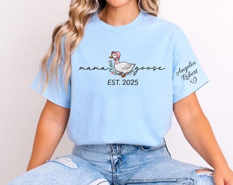 Personalized Mama Goose Shirt, Custom Kids Names, Mother's Day Gift