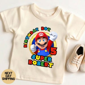 Custom Super Mario Birthday Shirt | Super Mario Birthday Party Shirt | Super Mario Toddler, Youth and One Sie Shirt | Birthday Boy Mario Tee