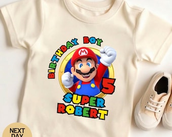 Custom Super Mario Birthday Shirt | Super Mario Birthday Party Shirt | Super Mario Toddler, Youth and One Sie Shirt | Birthday Boy Mario Tee