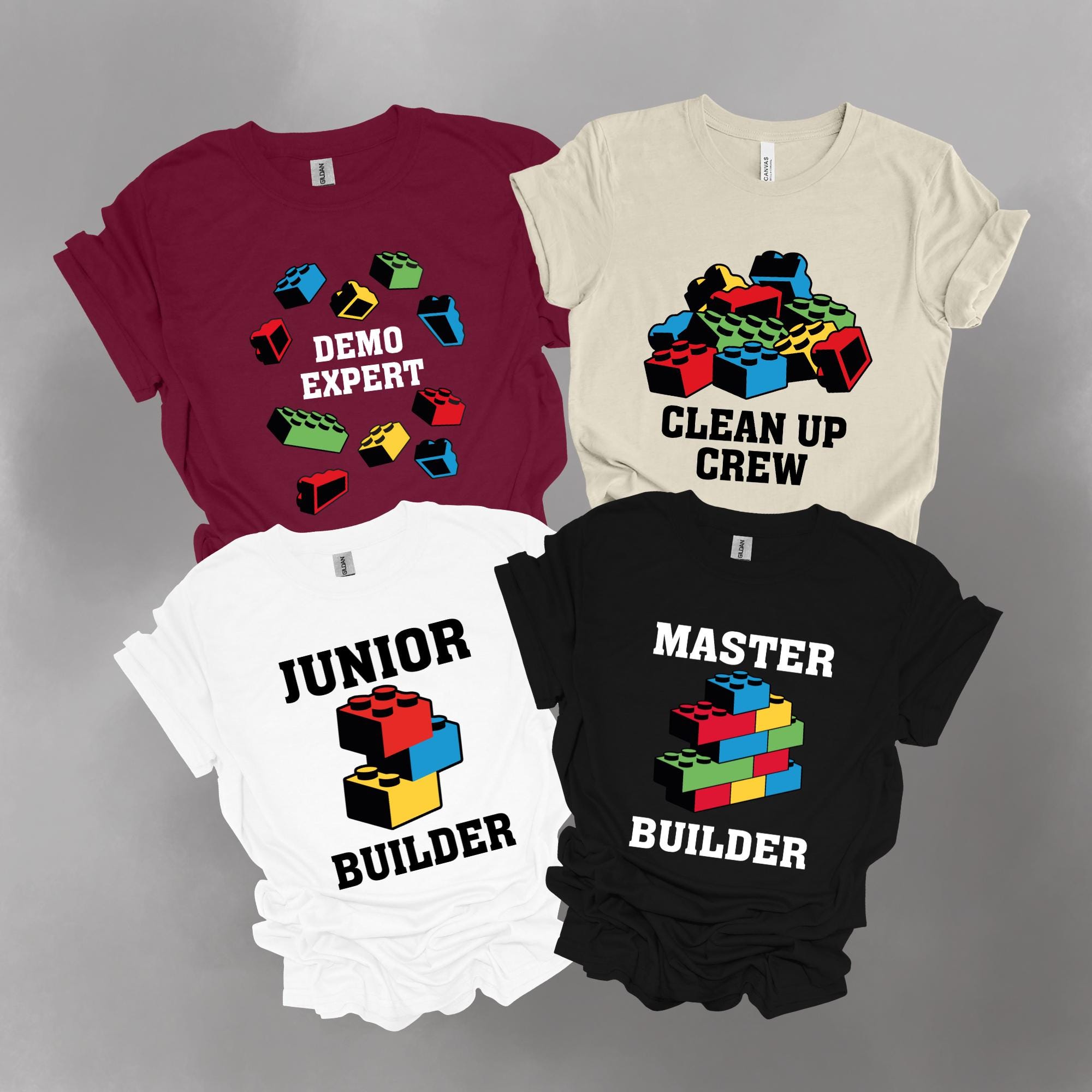 Master Builder Group Shirt, Demo Expert, Clean Up Crew Shirt, Junior Builder Shirt, Building Bricks Blok Nerd Kid Tee, Building Blocks Shirt