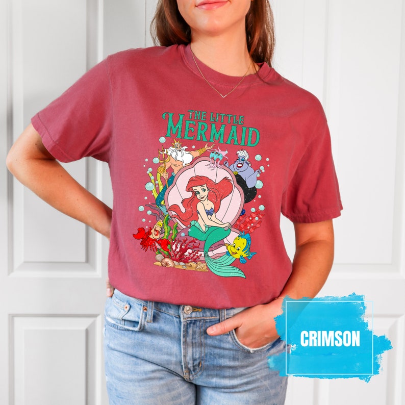 Comfort Colors® The Little Mermaid Shirt, Disney T-shirt, Women's Little Mermaid Ariel Shirt, Ariel Mermaid Shirt, Disney Ariel Shirt Crimson