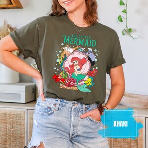 Comfort Colors® The Little Mermaid Shirt, Disney T-shirt, Women's Little Mermaid Ariel Shirt, Ariel Mermaid Shirt, Disney Ariel Shirt Khaki