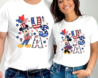 Mickey and Minnie 4th Of July Couple Shirt | Family America  Tee | USA 250th Anniversary