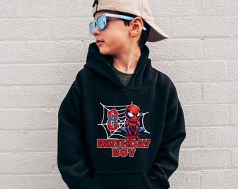 Custom Age Family Spider Kids Hoodies, Spider Birthday Sweatshirt, Family Matching Hoodie, Spider Squad Toddler Hoodie, Birthday Kid Hoodie