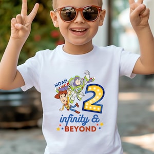 Custom Name Buzz Two Infinity And Beyond Birthday T-Shirt, Toy Story Theme Party, Buzz Lightyear Shirt, Personalized 2nd Birthday Tee