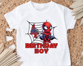 Personalized Age Family Spider Birthday Shirt | Spider Family Birthday Party Shirt | Birthday Spiderman Tee | Custom Birthday Boy Shirt