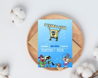 Editable Sponge and Friends Invitation