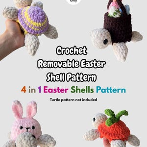 Peluche Amigurumi au crochet, motif tortue de Pâques amovible pour débutants (téléchargement PDF)