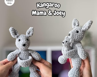 Crochet Kangaroo Mama and Joey Amigurumi Kangaroo Plushie Pattern