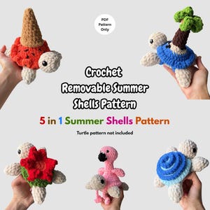 Crochet Summer Turtle Removable Shell Pattern Beginner Friendly Amigurumi Plushie (PDF Download)
