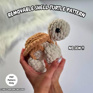 Crochet Removable Shell Turtle Pattern NO SEW Crochet Turtle Pattern Amigurumi Turtle Plushie (PDF Download)