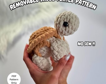 Häkelschildkröte Stoffschildkröte mit abnehmbarem Panzer Häkelmuster KEINE SEW