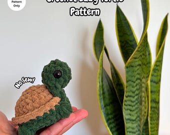 Crochet Baby Turtle Pattern NO SEW Beginner Friendly Amigurumi Crochet Turtle Plushie (PDF Download)