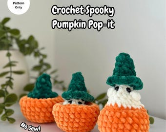 Crochet Pumpkin Pattern Ghost Plushie NO SEW Amigurumi Pumpkin Pop-it (PDF Download)