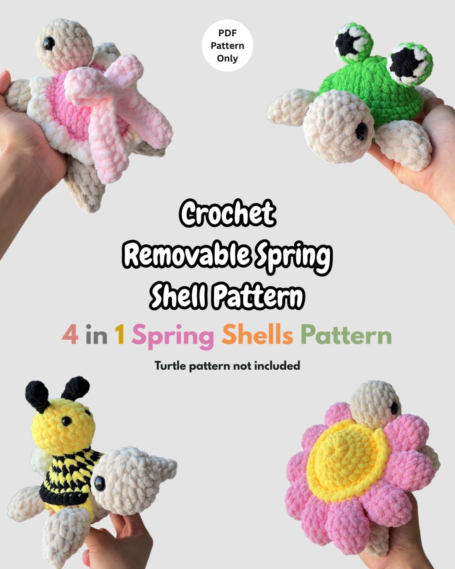 Crochet Turtle Removeable Shell Crochet Spring Turtle Removable Shell Pattern Beginner Friendly ...