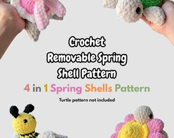 Frühlings Schildkröte Abnehmbare Schale Häkelanleitung Anfänger Freundlich Amigurumi Plushie (PDF Download)