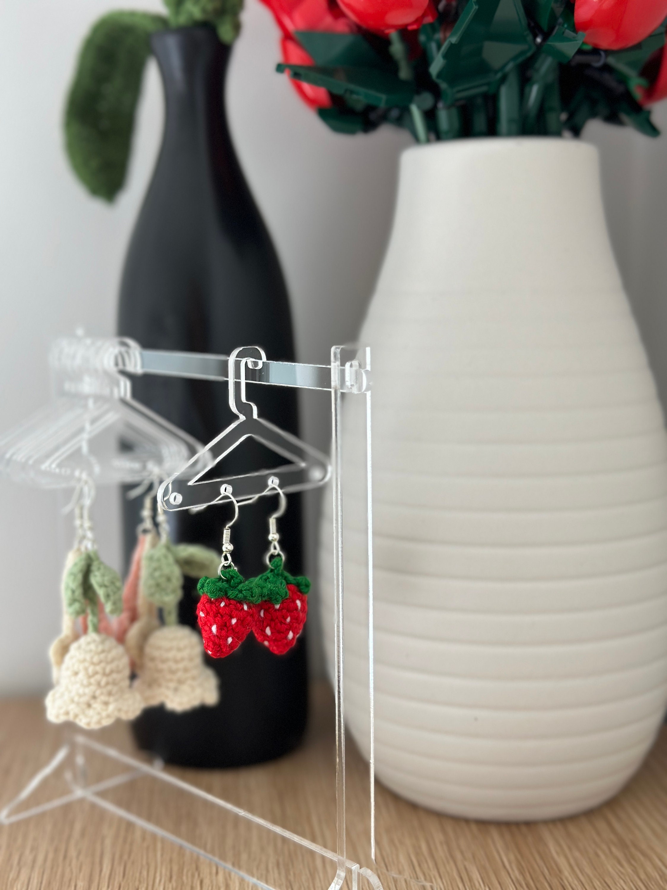 Crochet Strawberry Earring Pattern, Crochet Earring Pattern, Handmade